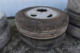 (2) 11R22.5 tires and aluminum rims