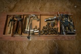 (4) flats of hammers, c-clamps, misc. sockets & hammers