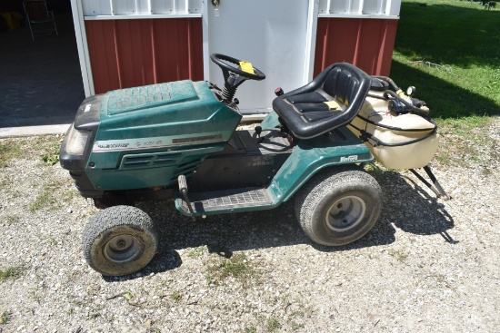 Binford riding lawn tractor w/ mounted rear sprayer