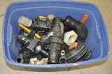 Box of assorted couplers, valves, etc.