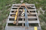 Pallet of misc. parts: PTO adaptors, 3rd link, hitch