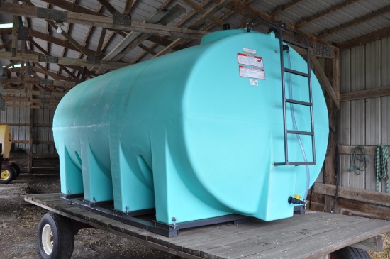 Enduraplas 2,500 gallon poly tank on steel frame