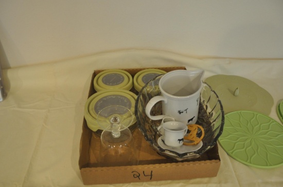 Princess House canister set, fruit bowl & a candy dish