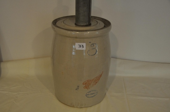 3- gallon Red Wing pottery churn