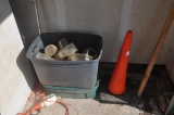 (2) Orange traffic cones & glass jars