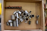 Flat of ratchets and assorted sockets