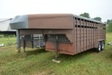 1995 Diamond D 7' x 20' tandem axle gooseneck livestock trailer