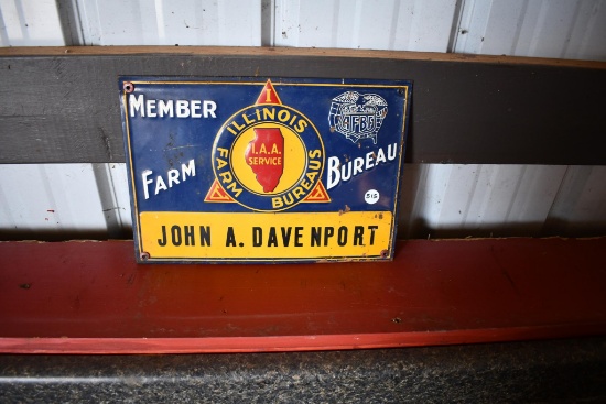 Illinois Farm Bureau Member tin sign "John A> Davenport