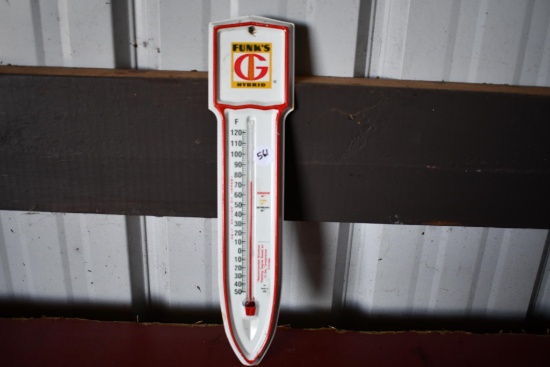 Funk's G Hybrids tin thermometer
