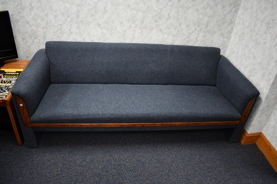 blue upholstered waiting area sofa - 80"