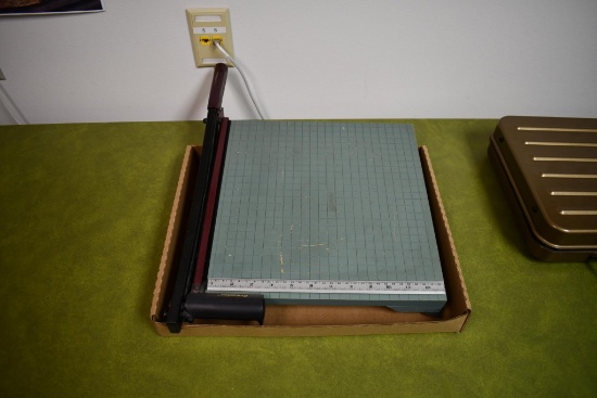 paper cutter, 3 hole punch, Pelouze postage scale