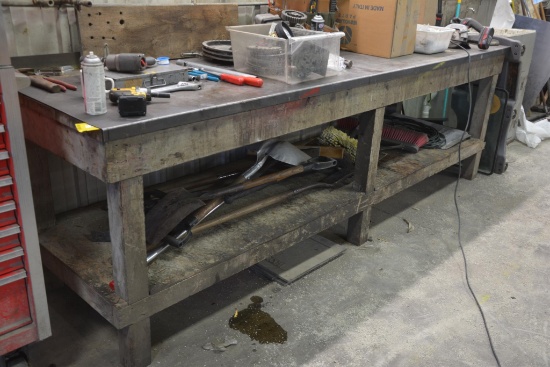 10'x 37''x 32" steel top work bench