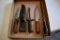 flat of knives and sharpener, also includes bayonet