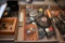 lot of measuring tools including tape measures
