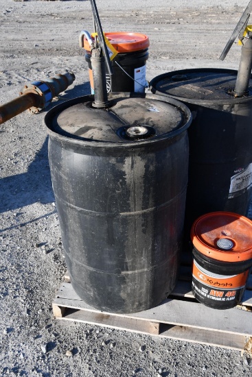 (1) 50 gal drum of SAE 50 engine oil with hand pump