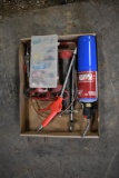 Flat of hitch pins, torch, air tools & fuses
