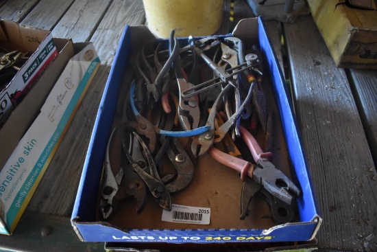 3 flats of tools including adjustable wrenches, pliers, and misc. specialty wrenches