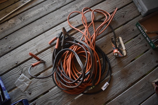 Misc. extension cords and jumper cables