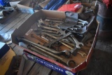 3 flats of tools including misc. wrenches and screwdrivers