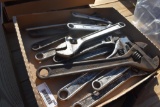 2 flats of tools including adjustable wrenches and misc. pliers