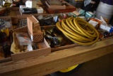 8 flats of tools including wrenches, springs, pneumatic impact, grinding wheels, compression hose,