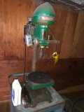 Homecraft electric drill press on rolling stand with shelves and contents