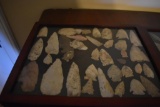 2 display cases of arrowheads (various styles)