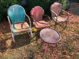 (3) metal chairs & table