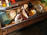 Several boxes of household items, china, ash trays, etc.