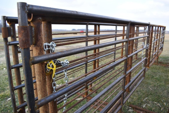 (2) 24' free standing pipe gates w/ 10' swing gate