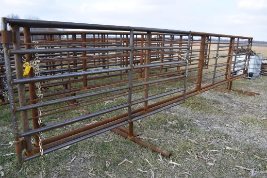 (2) 24' free standing pipe gates w/ 10' swing gate