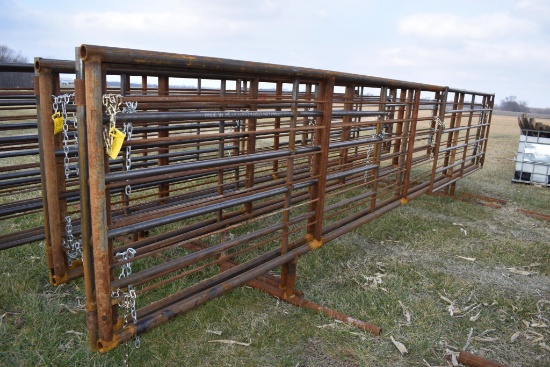 (2) 24' free standing pipe gates w/ 10' swing gate