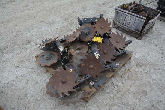 (8) Sunco row cleaners/liquid fertilizer applicator units