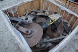 Crate of Kinze no till coulters and fertilizer parts