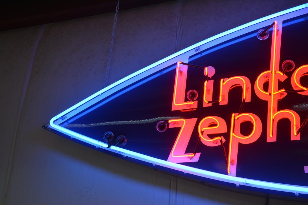 Lincoln Zephyr V-12 single sided porcelain neon | Proxibid Lincoln Zephyr V-12 single sided porcelain neon | Proxibid