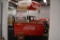 Restored metal embossed Coca-Cola cooler and popcorn machine on rolling cart