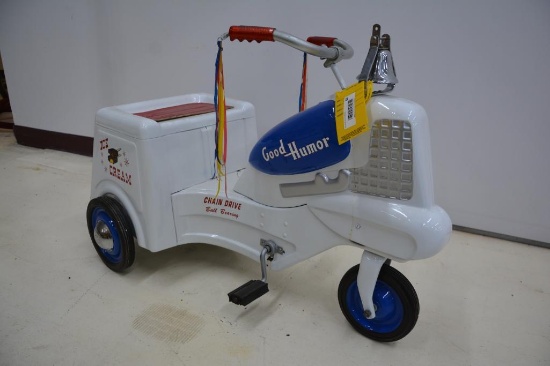 Restored "Good Humor Chain Drive Ball Bearing" metal ice cream pedal tricycle