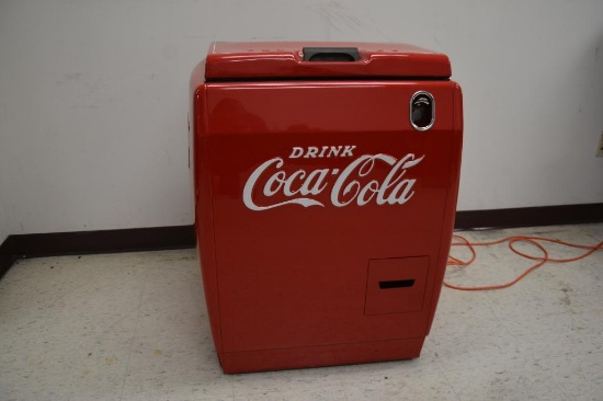 Restored metal embossed Coca-Cola cooler w/ flip open lid