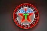 Single sided porcelain Texaco Motor Oil neon can sign