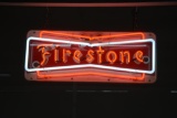 Firestone single sided metal neon can light sign