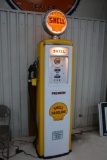 Restored Tokhime Shell Gasoline lighted gas pump w/ reproduction Shell glass globe