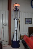 Restored Zephyr Gasoline 5 gal. Fry visible pump w/ reproduction glass globe