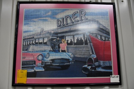 Framed puzzle of 1950's diner