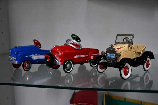 (3) Hallmark die cast collectable toy miniature pedal cars