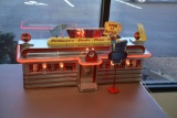 Lighted neon diner model w/ mirrored sign on stand