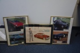 (4) framed classic car pictures