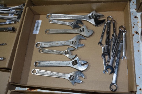 Flat of Craftsman wrenches and adjustable wrenches