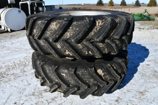 (2) Michelin 18.4R38 tires and clamp on duals