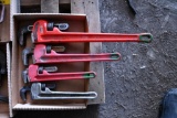 Box of pipe wrenches
