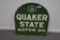 Double sided porcelain Quaker State Motor Oil tombstone shaped sign